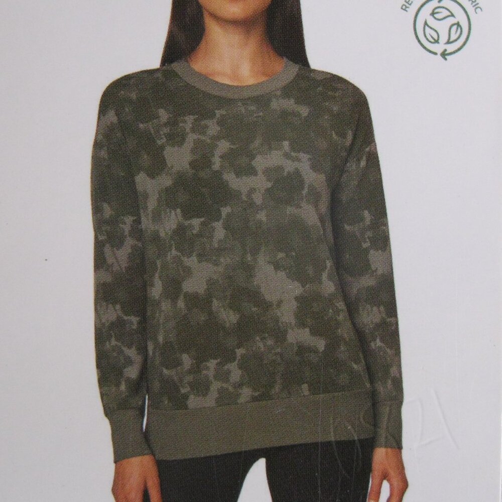 Mondetta Ladies' Lightweight Active printed sweatshirt w/ ribbed trims, green, L